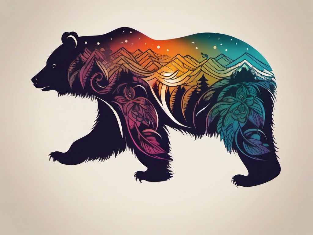 matching bear tattoos  simple vector color tattoo