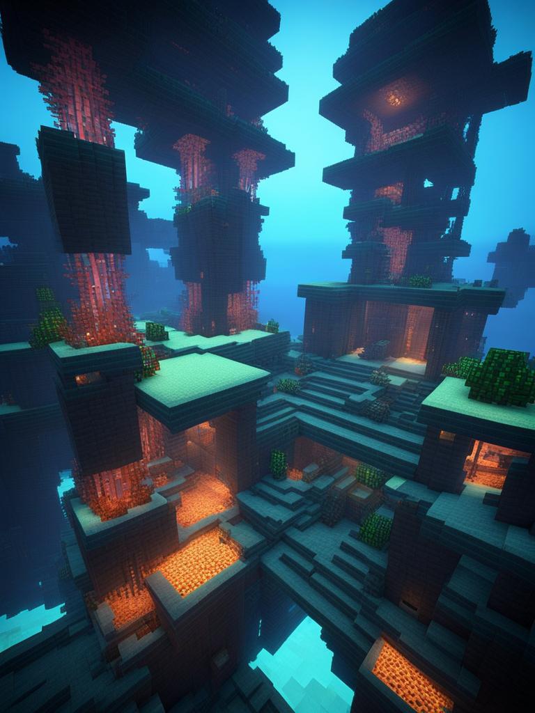 bioluminescent coral reef base on the ocean floor - minecraft house design ideas minecraft block style