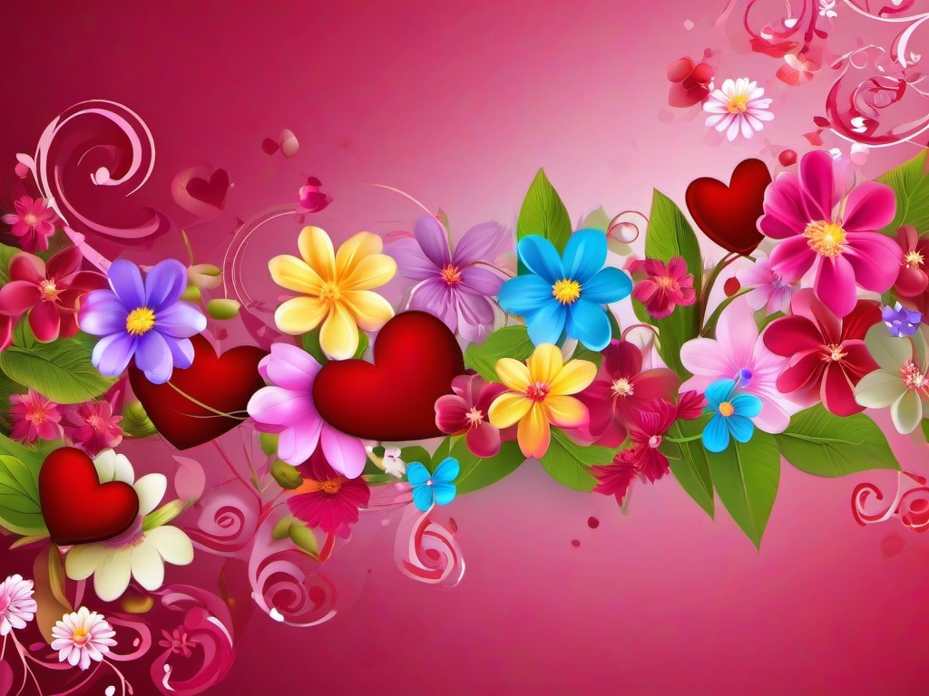 Flower Background Wallpaper - hearts and flowers wallpaper  