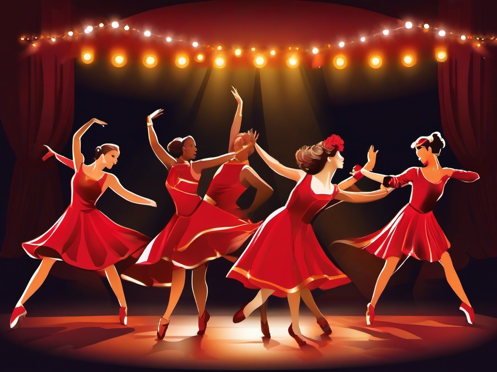 Dance clipart - group of dancers performing on stage  