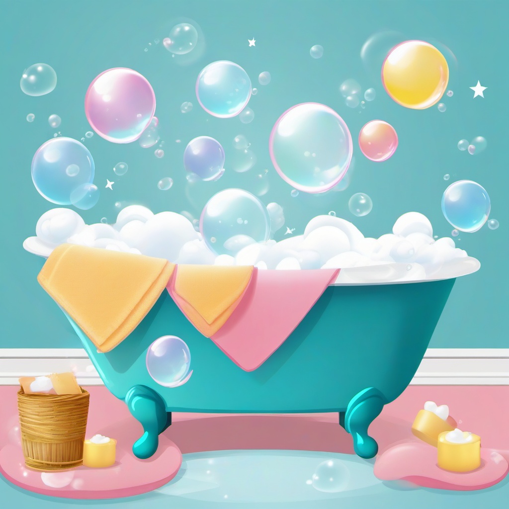 Bubble clipart - bubble bath with playful foam  