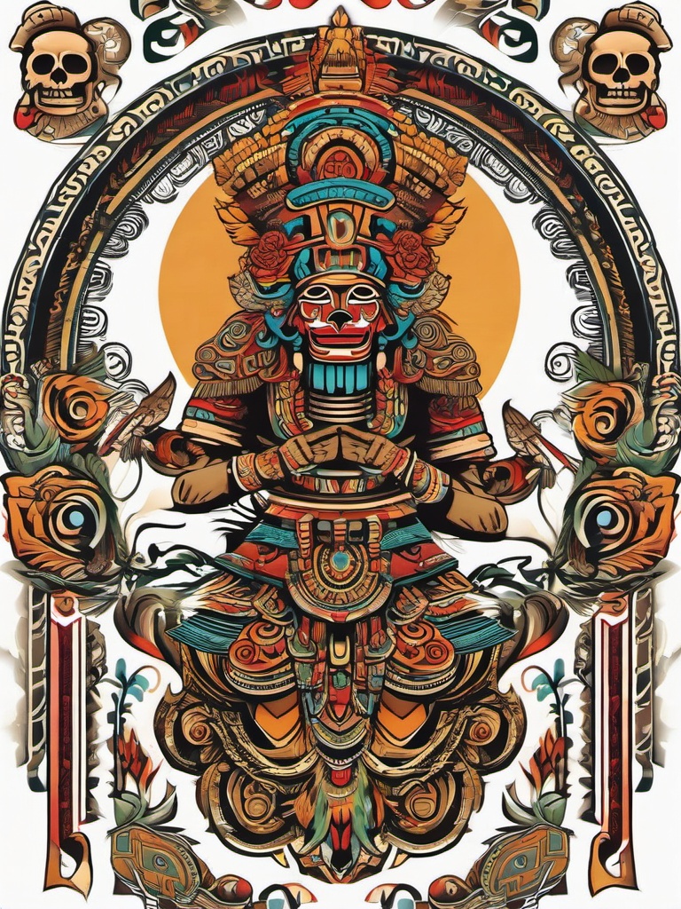 mictlantecuhtli tattoo  simple vector color tattoo