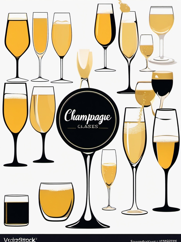 Champagne Glasses clipart - Toasting champagne glasses, ,vector color clipart,minimal