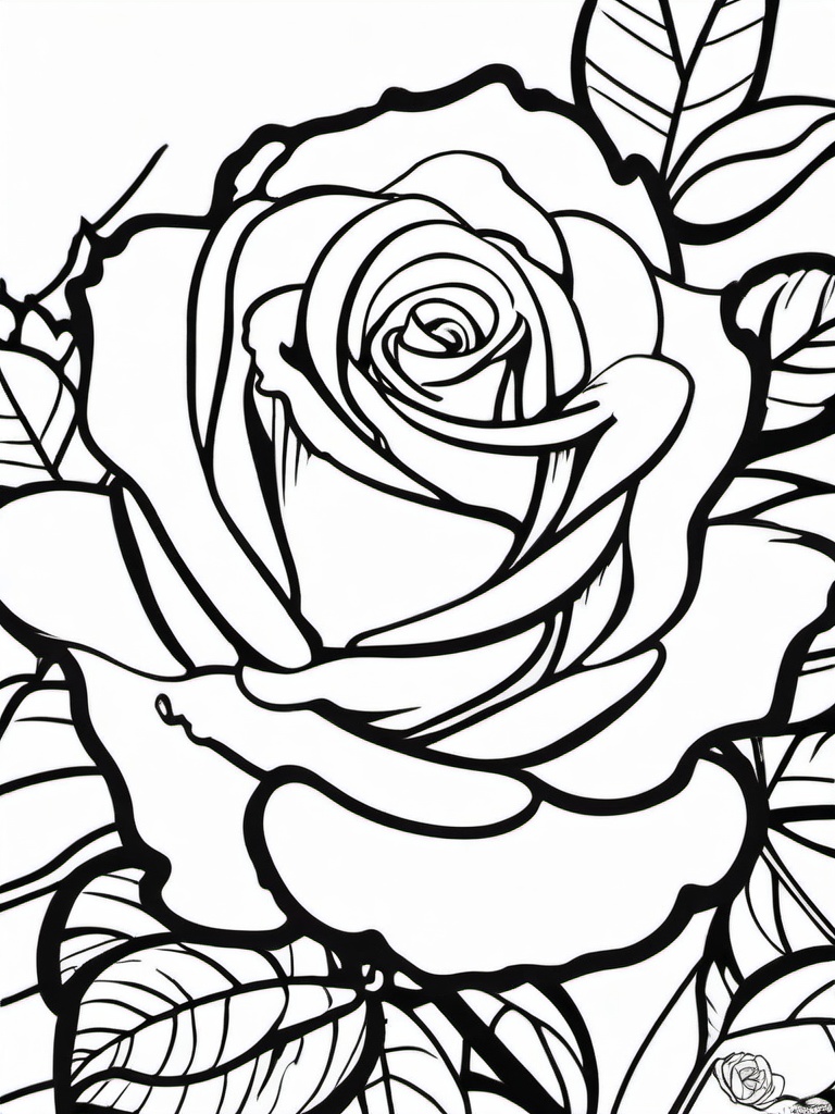 Rose Coloring Pages - Rose with morning dew on its petals  simple coloring pages