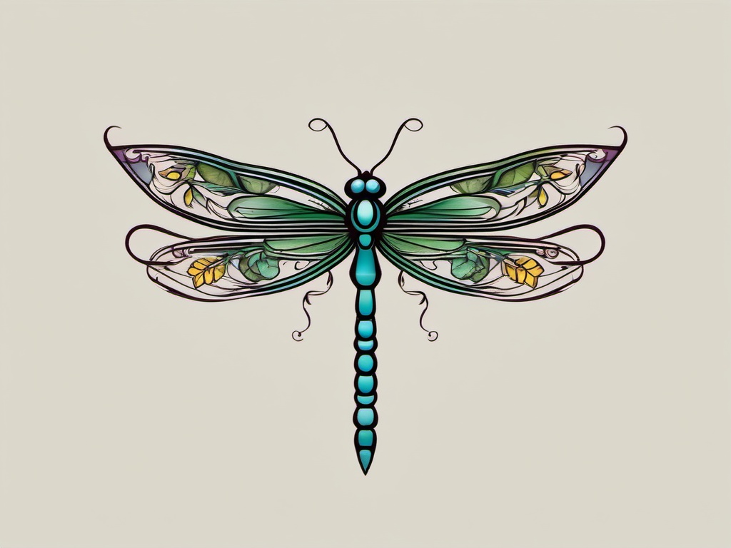 dragonfly vine tattoo  simple vector color tattoo