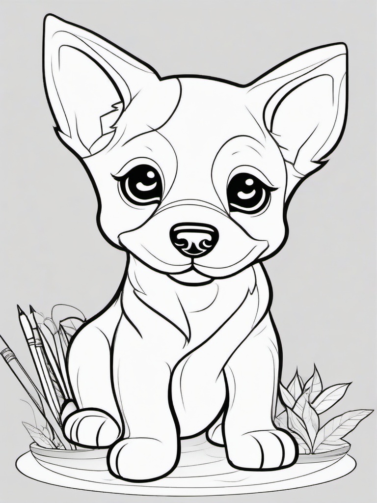 Puppy Coloring Pages - Cute Puppies in Various Poses  minimal black outline printable sheet, coloring page