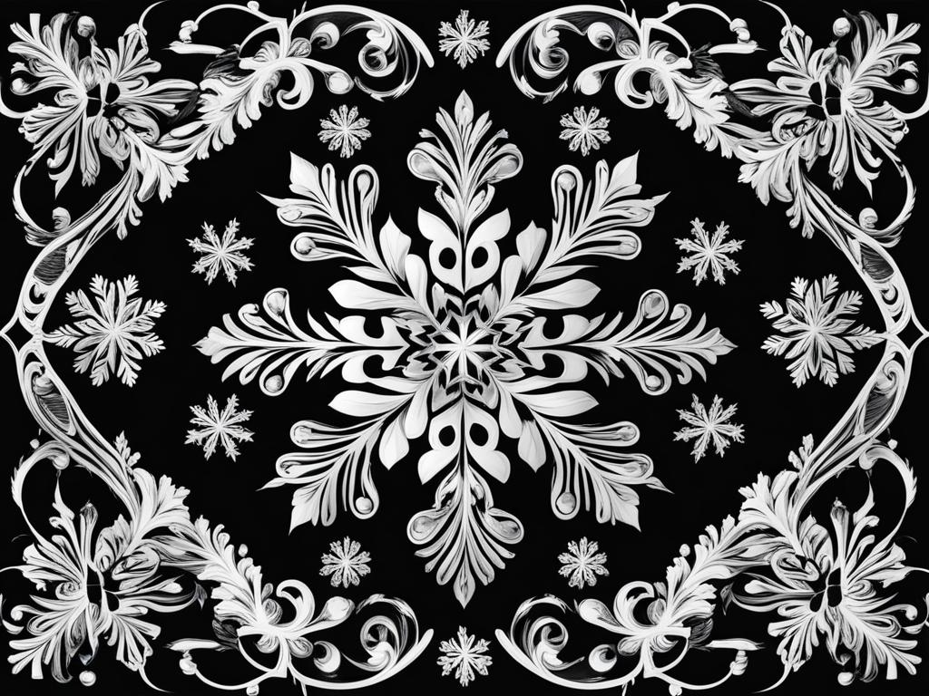 snowflake clipart black and white - with intricate patterns. 