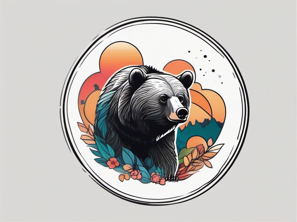 small mama bear tattoo  simple vector color tattoo