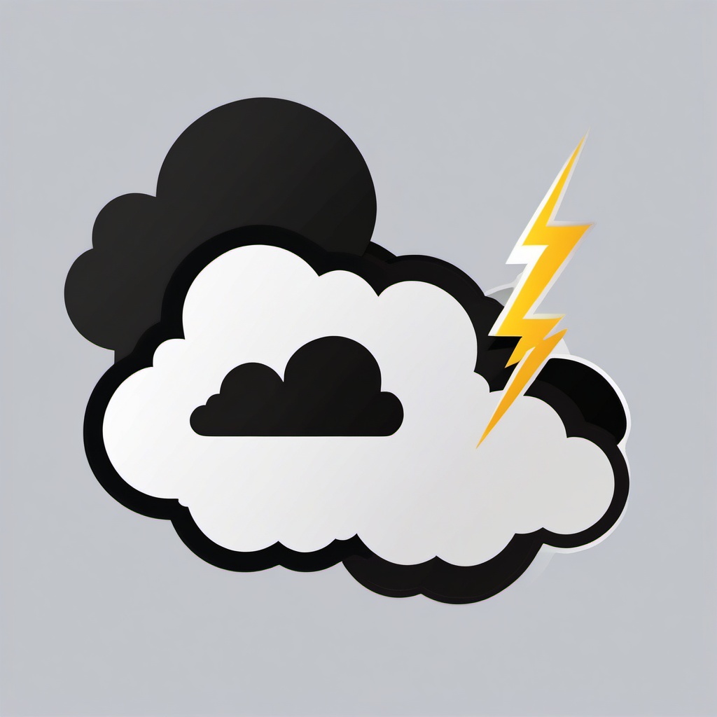 Thunderbolt and cloud sticker, Electric , sticker vector art, minimalist design