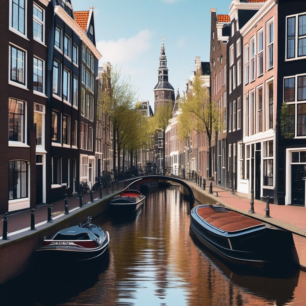 Amsterdam Canals sticker- Picturesque waterways in the Netherlands, , sticker vector art, minimalist design