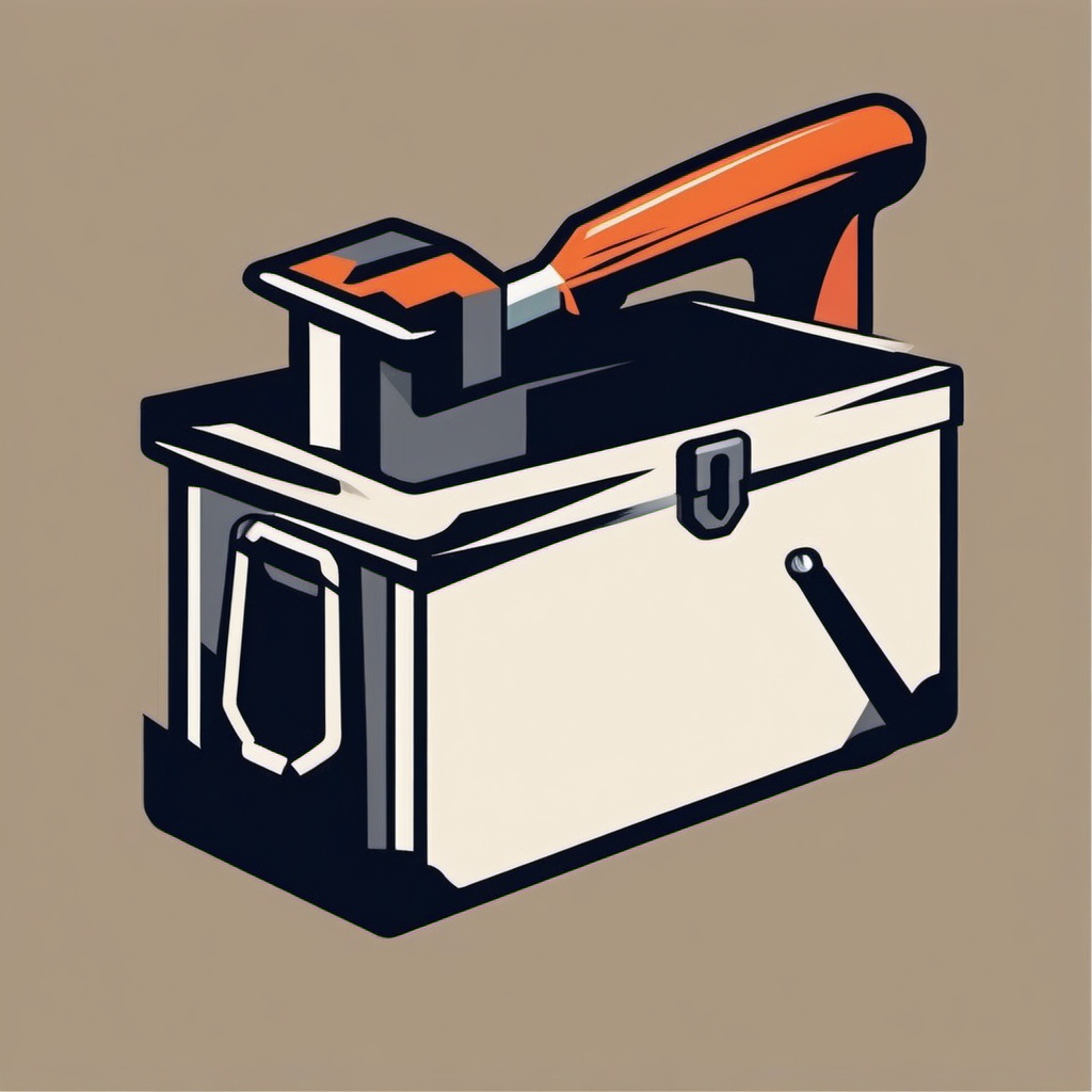 Toolbox and Hammer Icon - Toolbox and hammer icon for handywork,  color vector clipart, minimal style