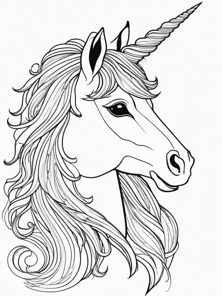 Unicorn Coloring Pages - Unicorn with a rainbow mane and sparkling horn  simple coloring pages