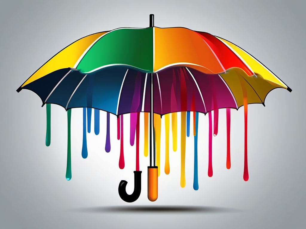 Umbrella in the Rain clipart - A colorful umbrella in the rain, ,vector color clipart,minimal