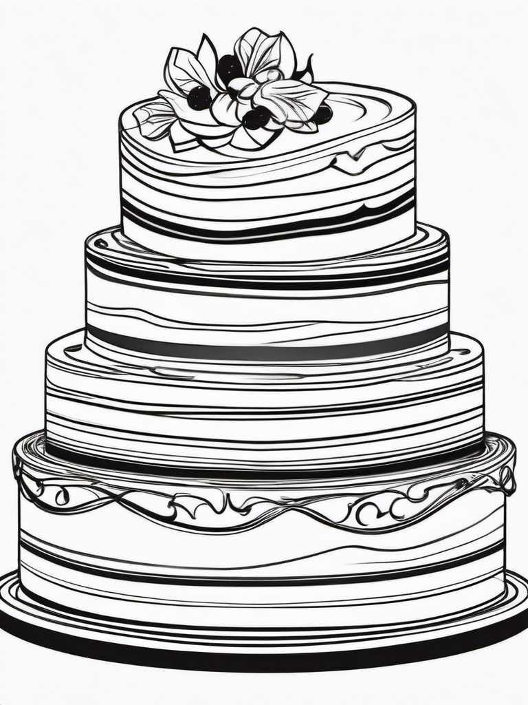 Cake Coloring Pages - Layered opera cake with chocolate and coffee  simple coloring pages