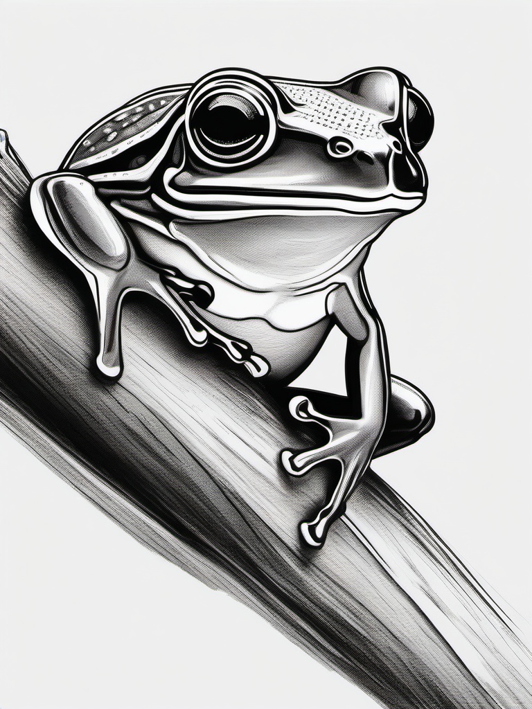 drawing of tree frog  minimal rough sketch scribbles,doodles,black and white