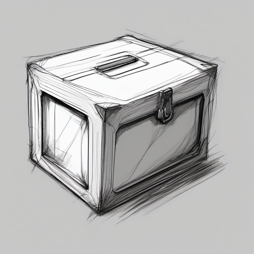 sketch of a box  minimal rough sketch scribbles,doodles,black and white