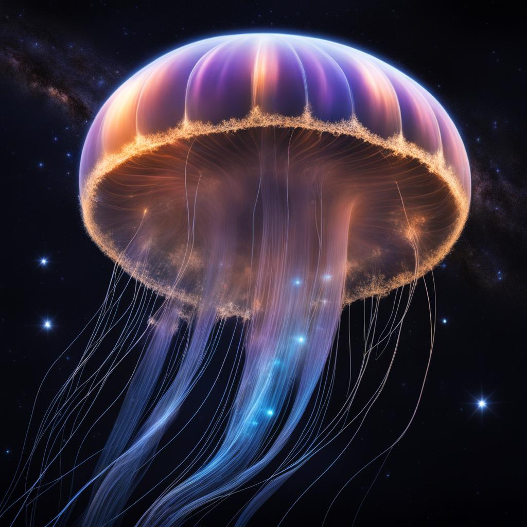 spectral jellyfish that navigate the cosmos, their luminescent tendrils trailing stardust in their wake. 