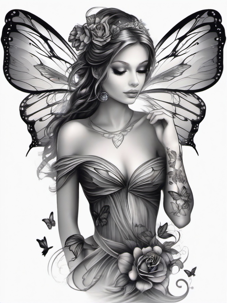 fairy with butterfly wings tattoo  