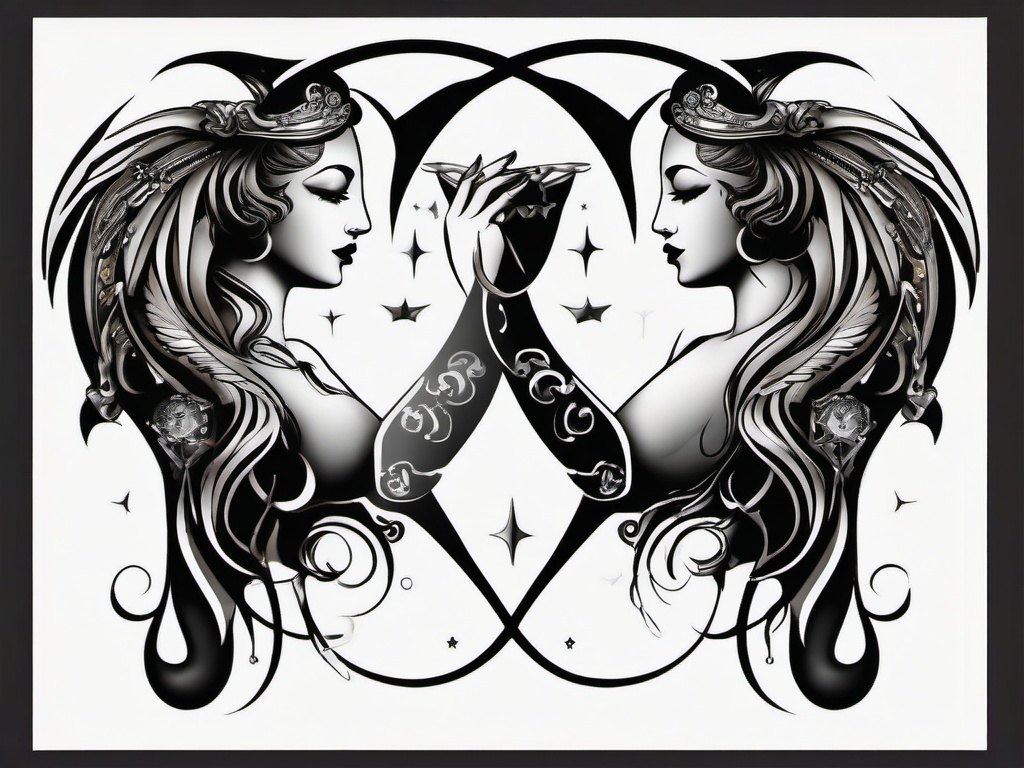 meaningful unique gemini tattoos  simple vector color tattoo