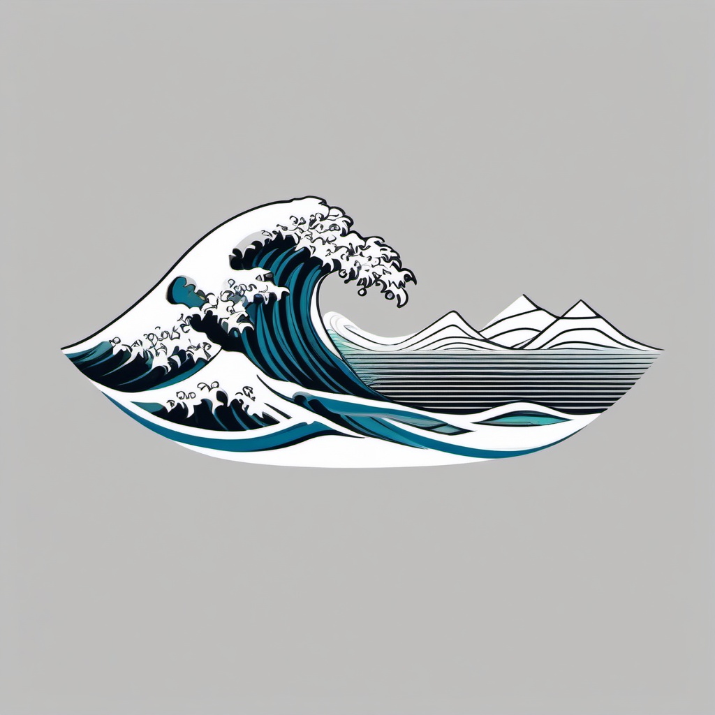 Wave Tattoo Small - Keep it subtle and charming with a small-sized yet impactful wave tattoo.  simple vector color tattoo,minimal,white background