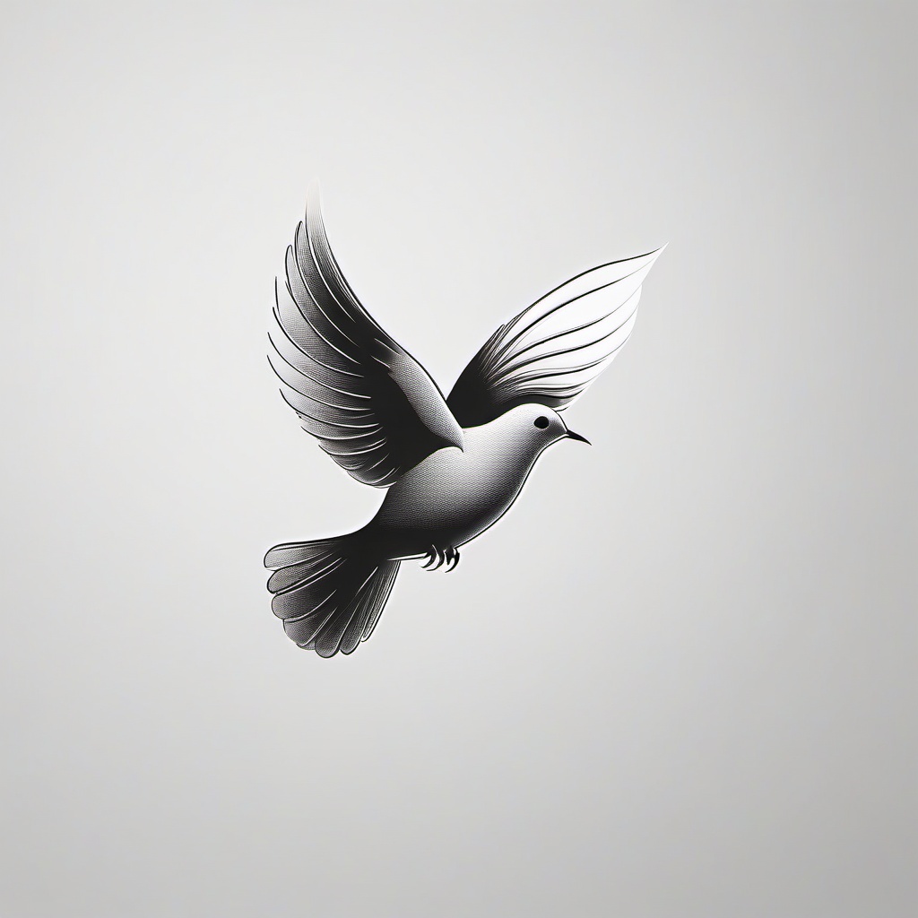 Tiny Dove Tattoo - Small dove tattoo  minimal tattoo design, white background