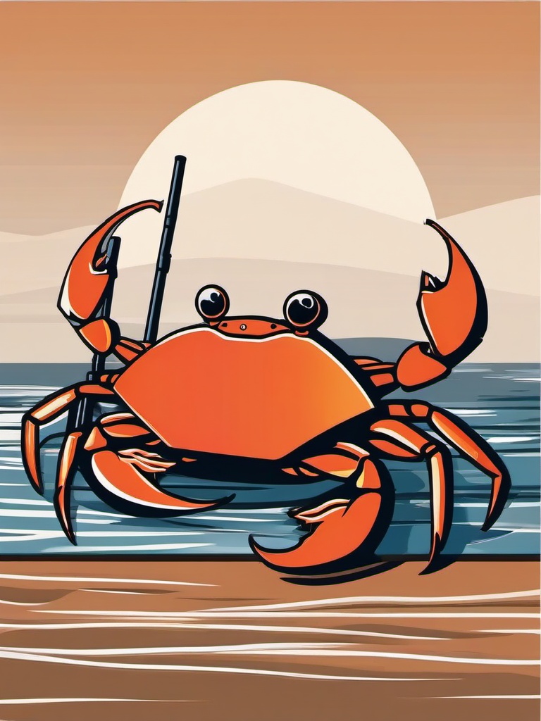 Crab clipart - crab in a fishing net boat setting  color,minimalist,vector clipart