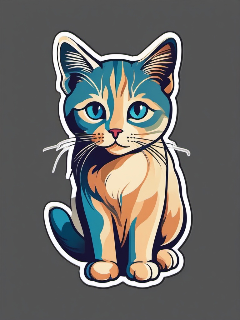 Cat Sticker - A curious cat with bright eyes, ,vector color sticker art,minimal