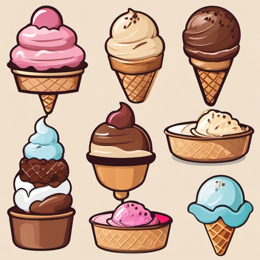 Ice Cream Treat clipart - Classic ice cream treat, ,vector color clipart,minimal