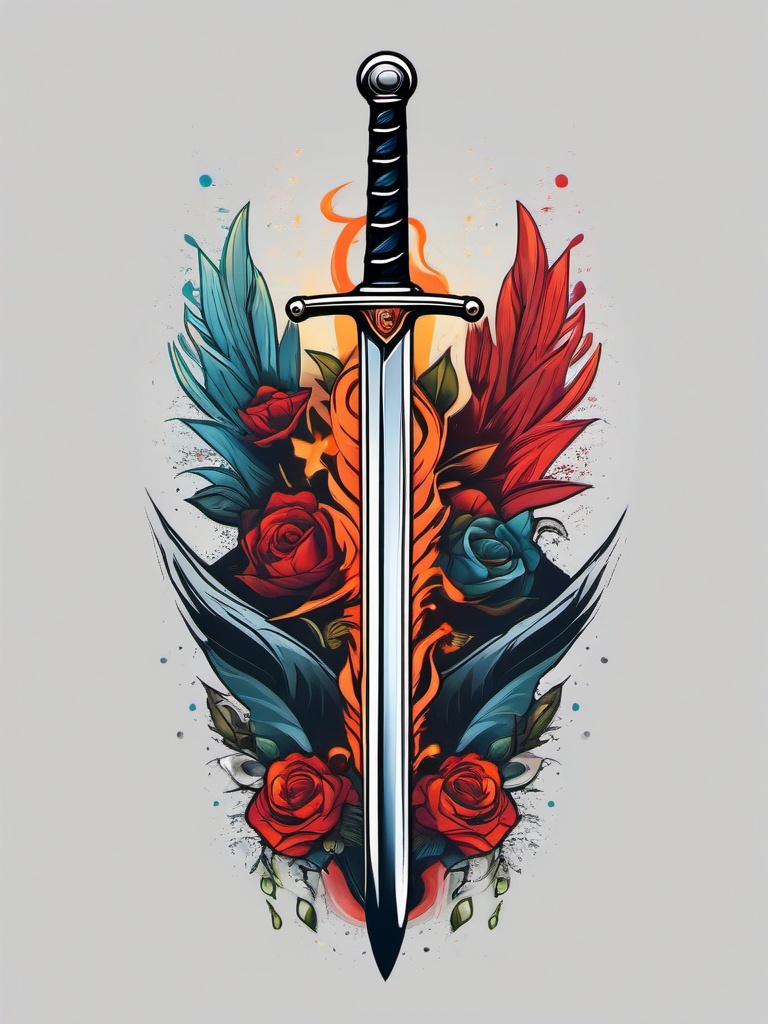 sword of spirit tattoo  simple vector color tattoo