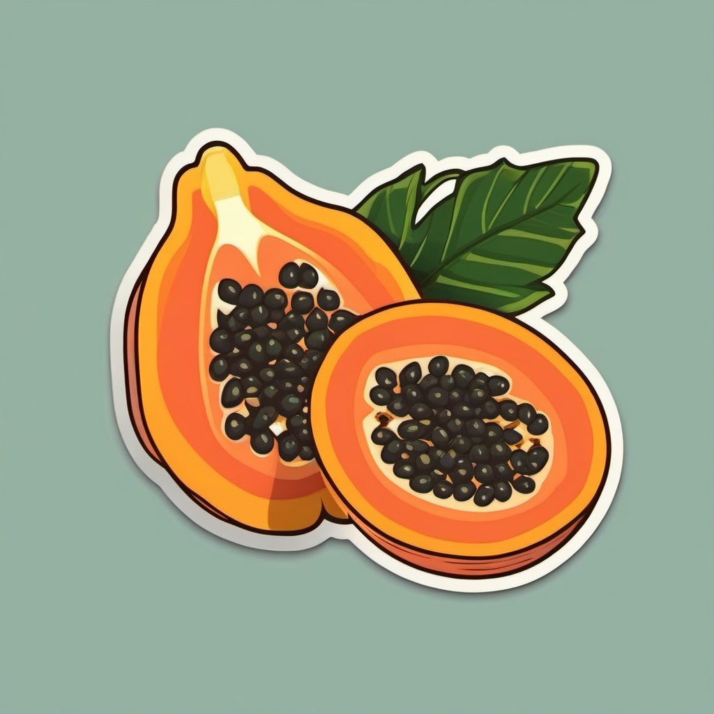 Papaya Sticker - Exotic and flavorful, a papaya-shaped delight to savor, , sticker vector art, minimalist design