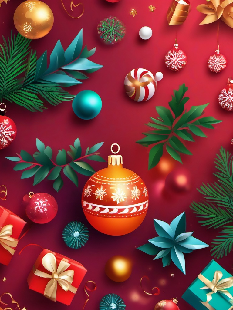 Christmas Scenery Background iPhone Festive Decor and Joyful Celebration wallpaper splash art, vibrant colors, intricate patterns