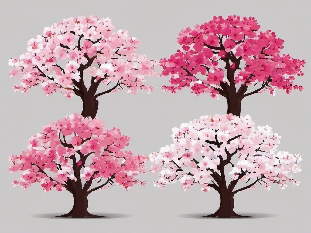 Cherry Blossom Trees clipart - Majestic cherry blossom trees, ,vector color clipart,minimal