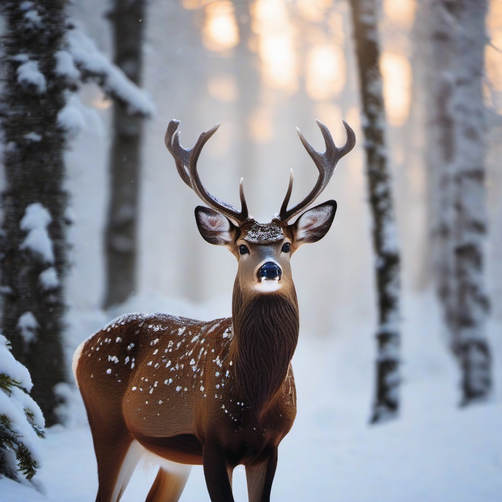 Winter background wallpaper - deer in the snow wallpaper  