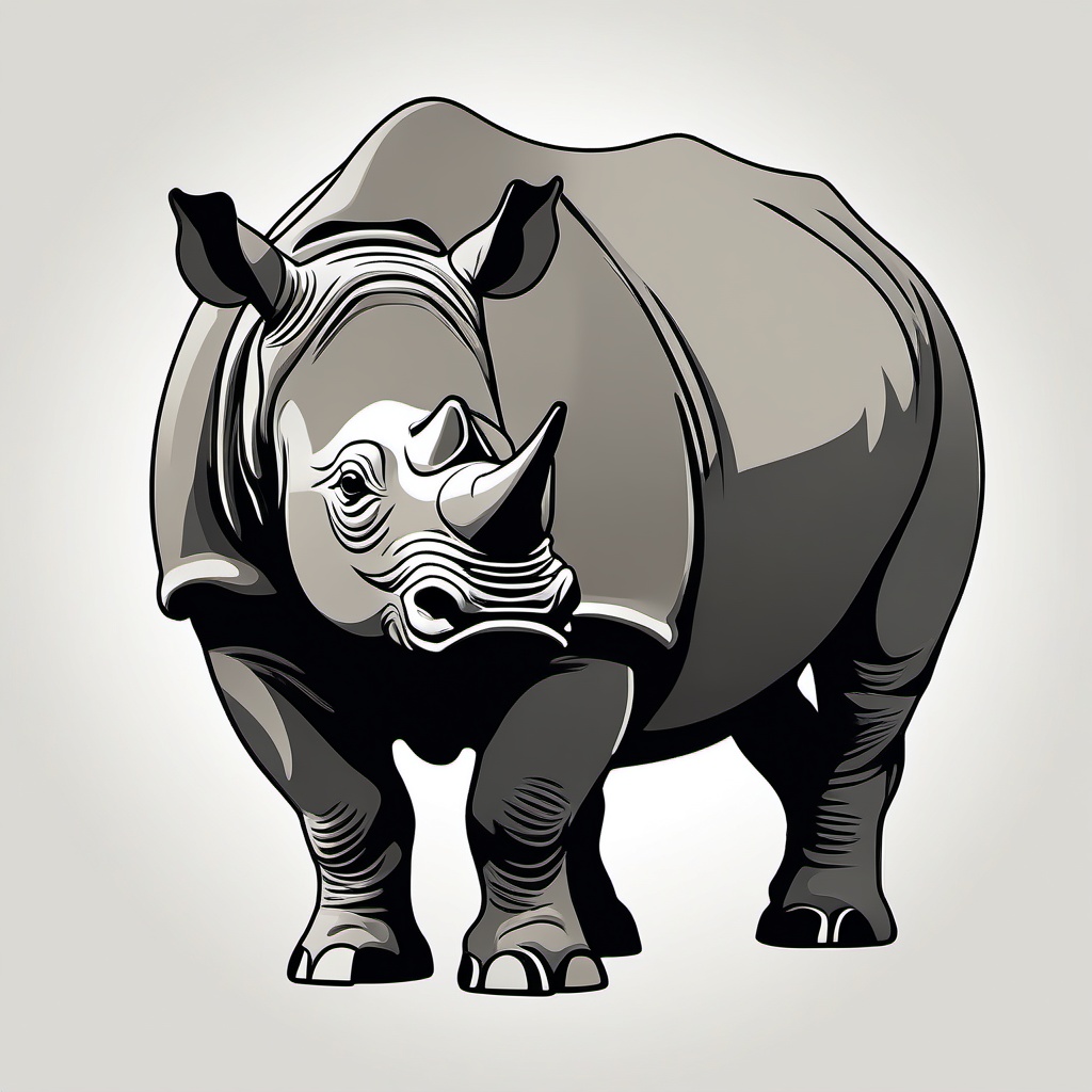 Rhinoceros clipart - Massive herbivore with a horned snout, ,vector color clipart,minimal