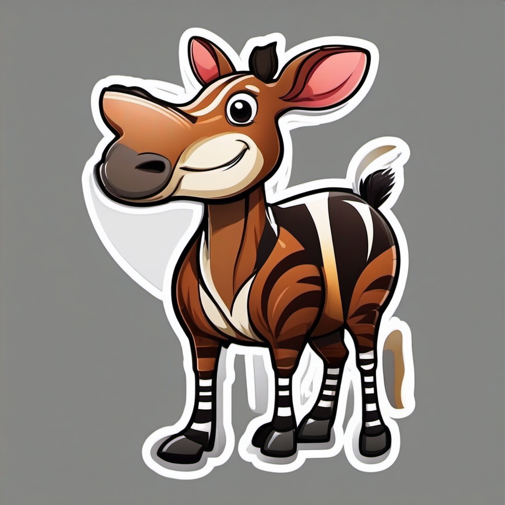 Okapi cartoon - forest animal with striped legs  cartoon sticker style