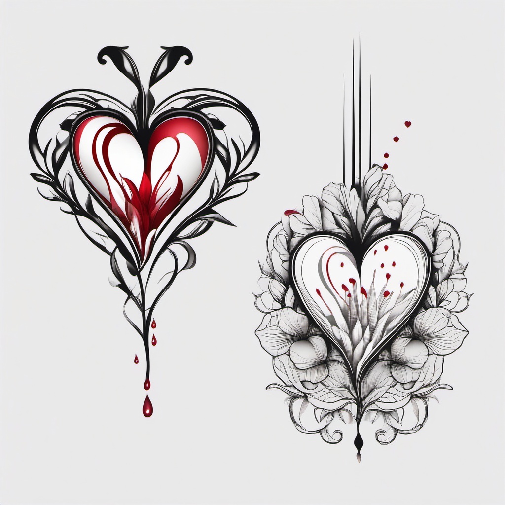 Bleeding Heart Tattoos - Tattoos featuring the bleeding heart flower design.  simple color tattoo,minimalist,white background