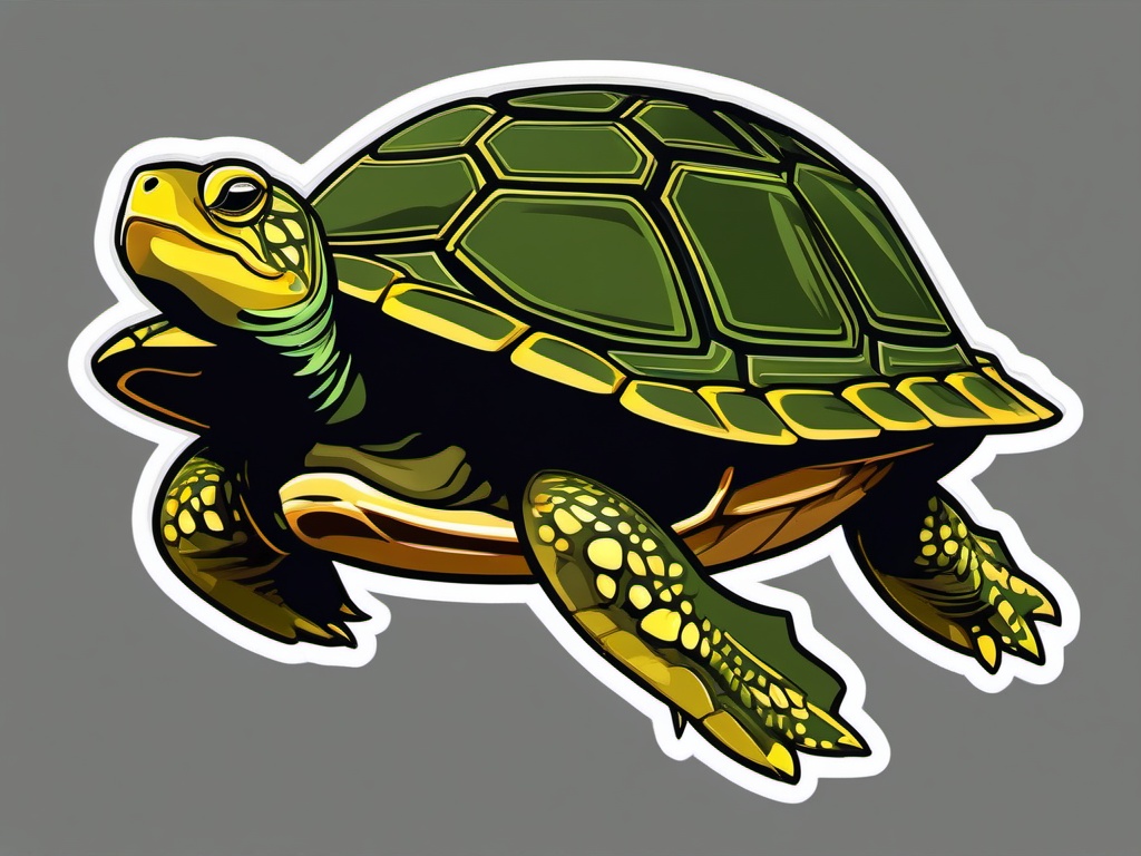 Yellow-Spotted Amazon River Turtle cartoon - large, river-dwelling turtle  cartoon sticker style