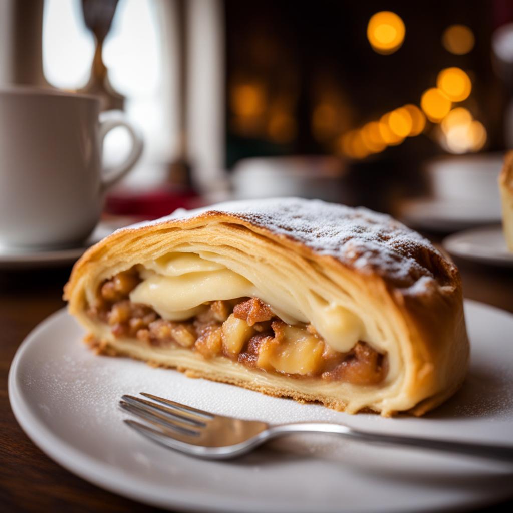 strudel, austrian apple pastry, relished at a cozy café in vienna. 