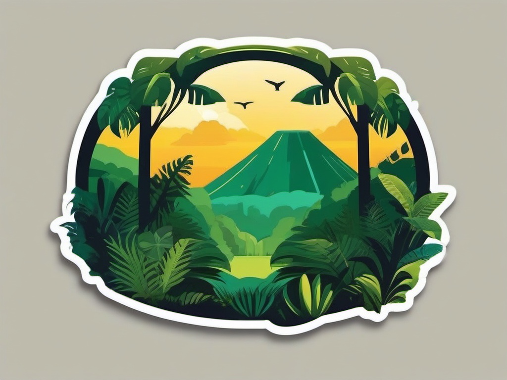 Amazon Rainforest Wildlife sticker- Lush and diverse ecosystem in South America, , sticker vector art, minimalist design