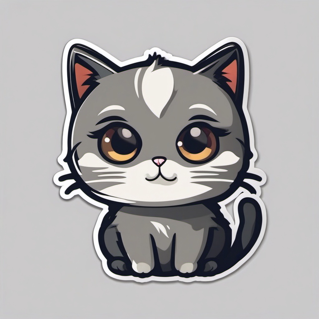 Cat Sticker - Cute cat character, ,vector color sticker art,minimal