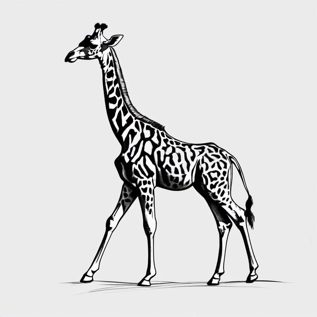 sketch of a giraffe  minimal rough sketch scribbles,doodles,black and white