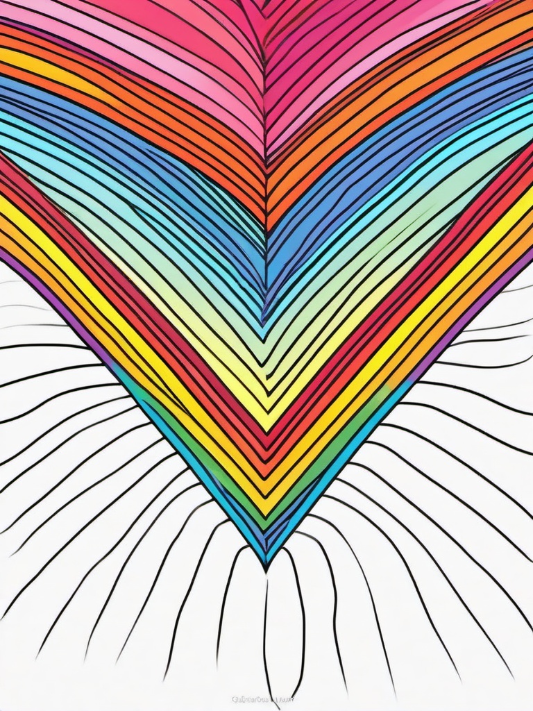 Rainbow Coloring Page - Heart-shaped rainbow design for Valentine's.  easy,simple,minimal,coloring pages,black and white outline