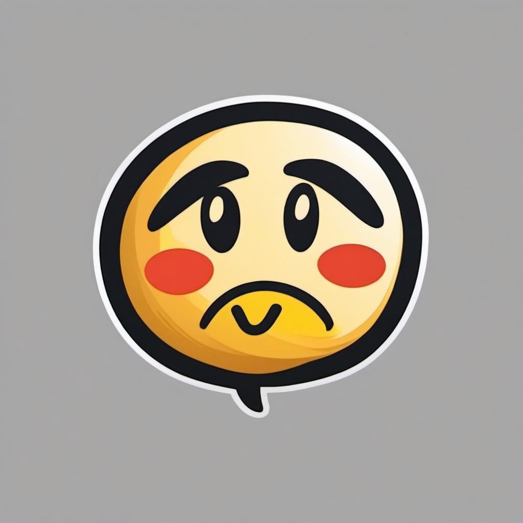 Sad Emoji Sticker - Expressing sorrow, , sticker vector art, minimalist design