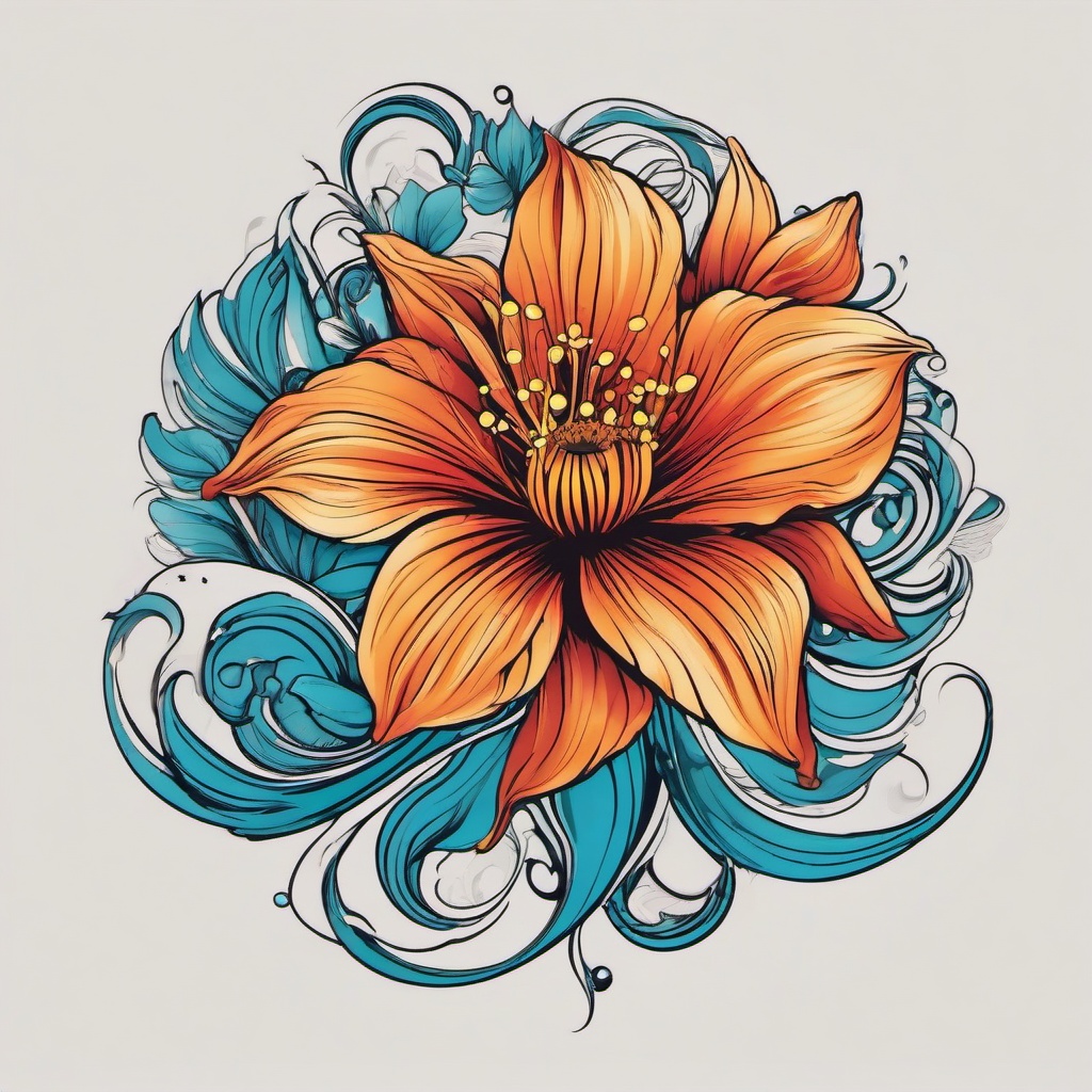 aquarius flower tattoo  simple vector color tattoo