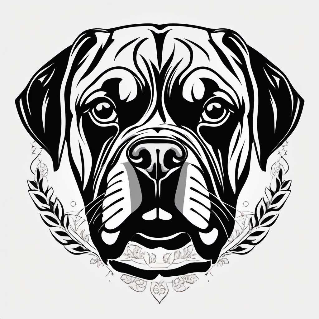 Boxer tattoo: Powerful Boxer, symbolizing strength, loyalty, and a gentle demeanor.  color tattoo style, minimalist, white background