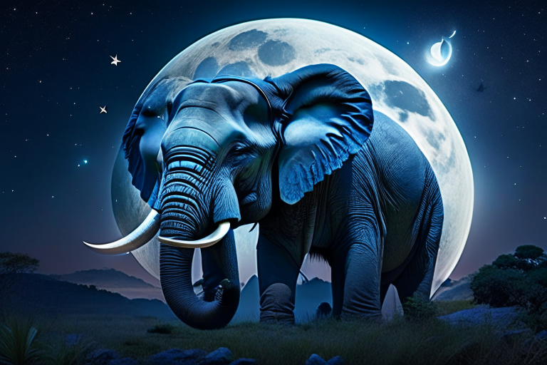 loxodon druid of the moon, shifting into powerful animal forms and commanding the night. 