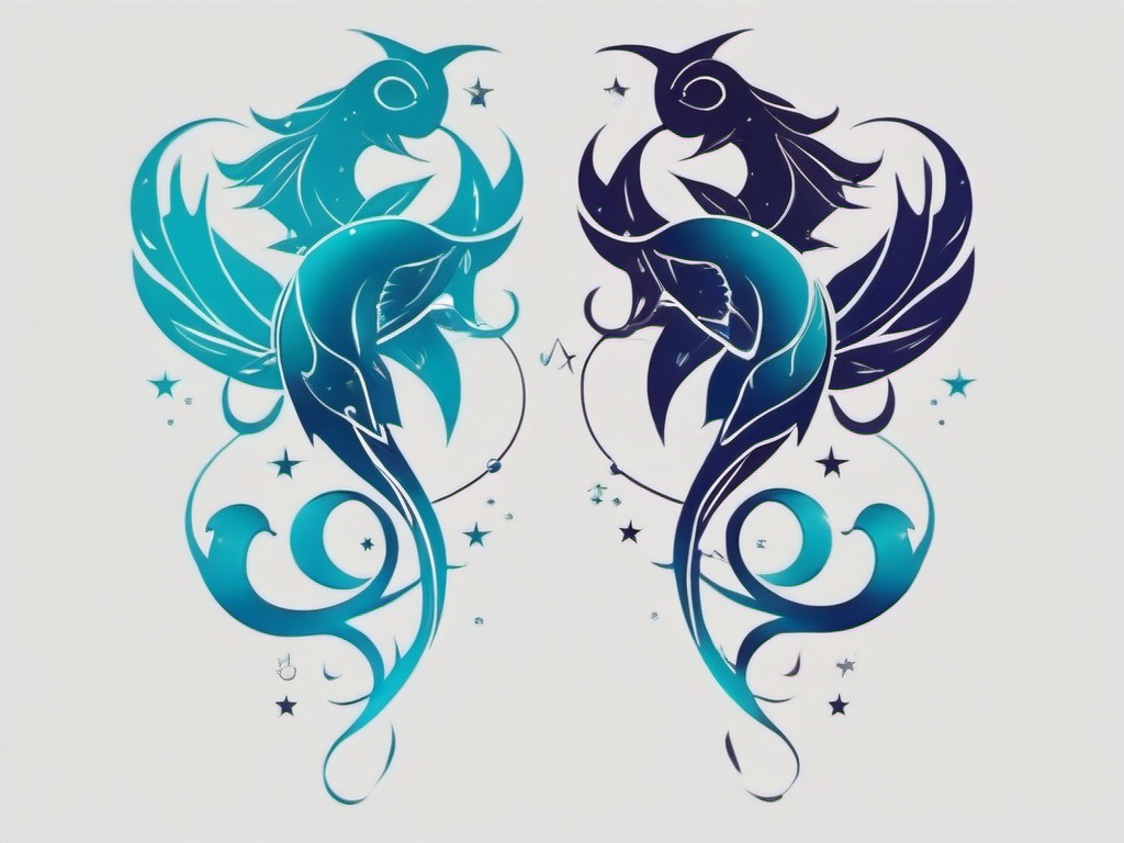 aquarius and pisces constellation tattoo  simple vector color tattoo