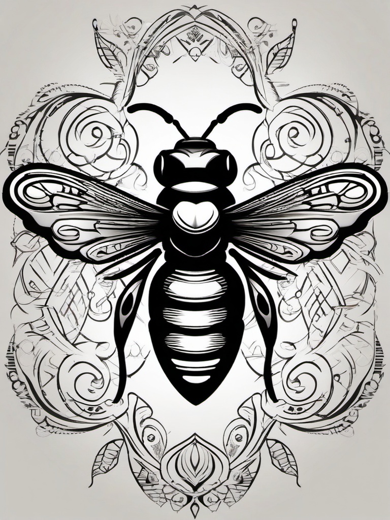 tribal bee tattoo  vector tattoo design