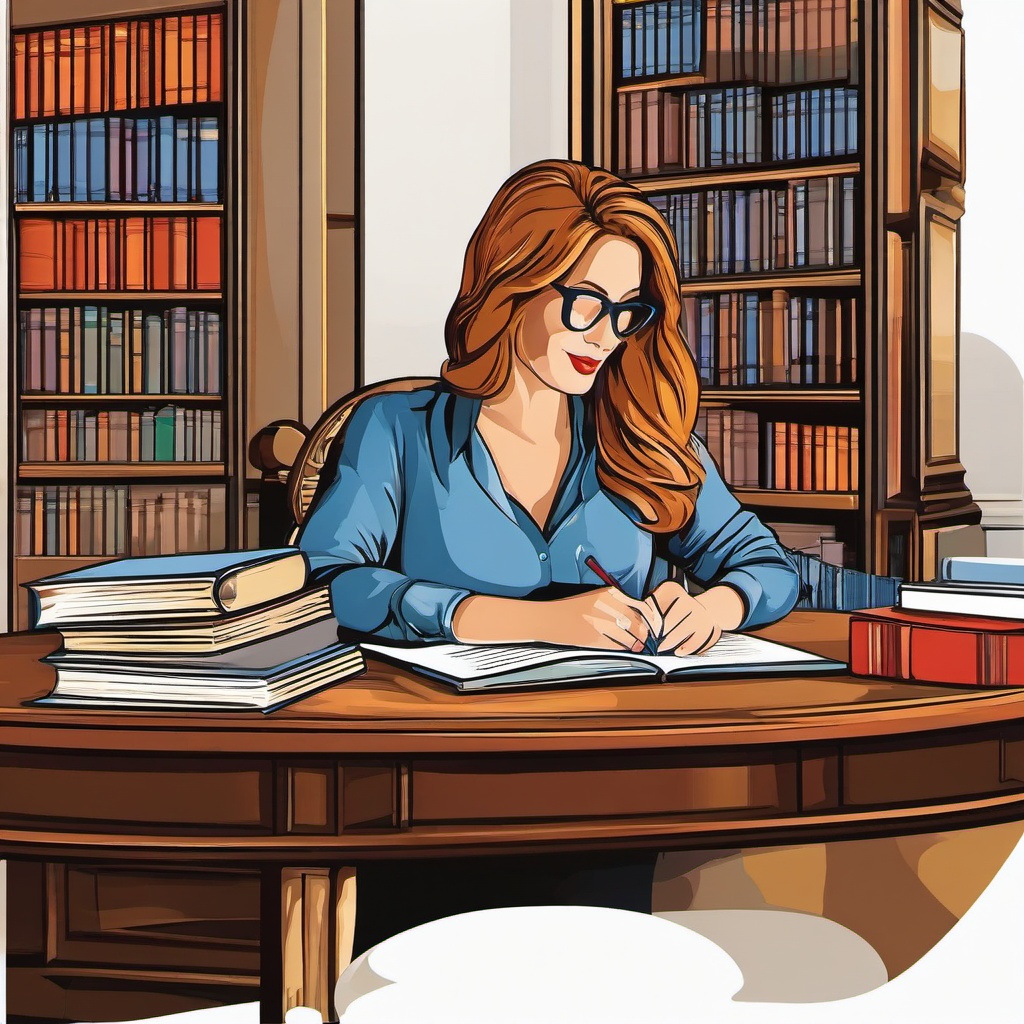 Writing clipart - author signing books  vector clipart