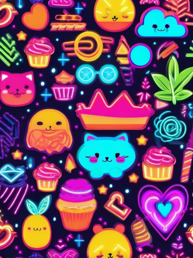 Cute Neon Wallpaper - Bright neon with kawaii designs  ,mobile iphone background wallpaper